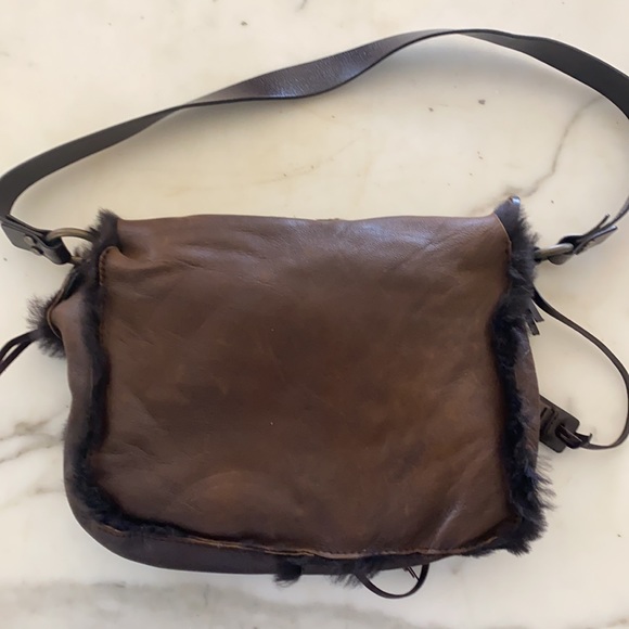 Vintage gently used brown suede Dolce and Gabbana Butterfly Messenger Bag. - Picture 8 of 13